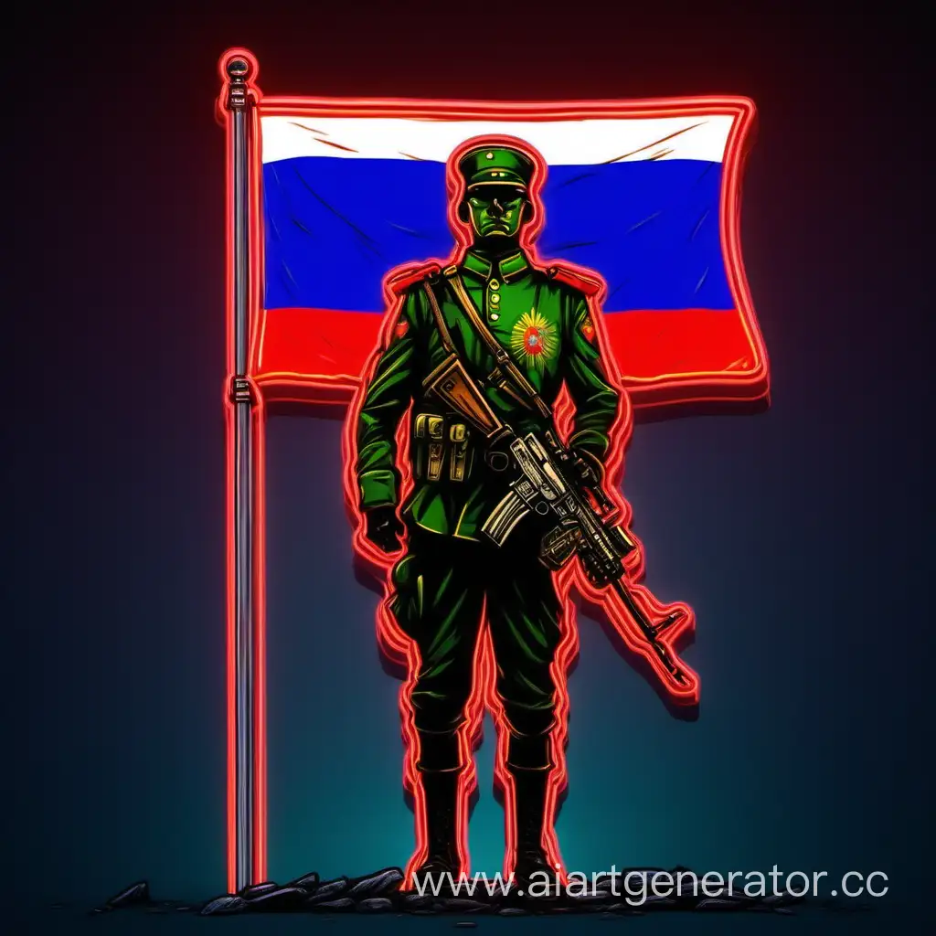 2д, солдат с флагом Российской Империи, неон