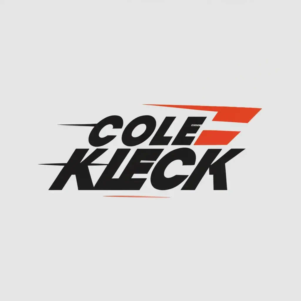 a logo design,with the text "Cole Kleck", main symbol:this  Sleek Car Racing  minimal text logo ,Moderate,clear background