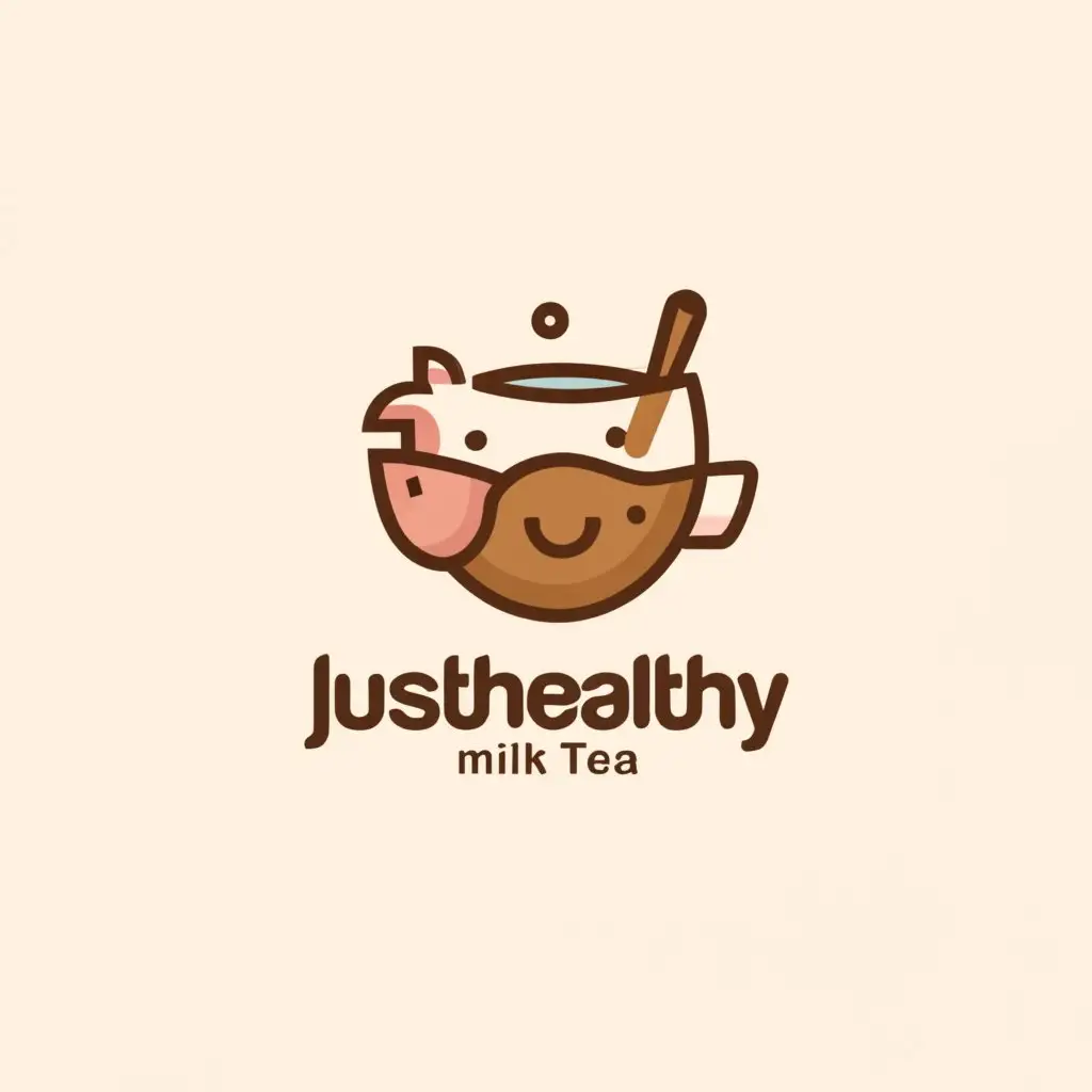 a logo design,with the text "JustHealthy.co", main symbol:carabao milk tea,Minimalistic,clear background