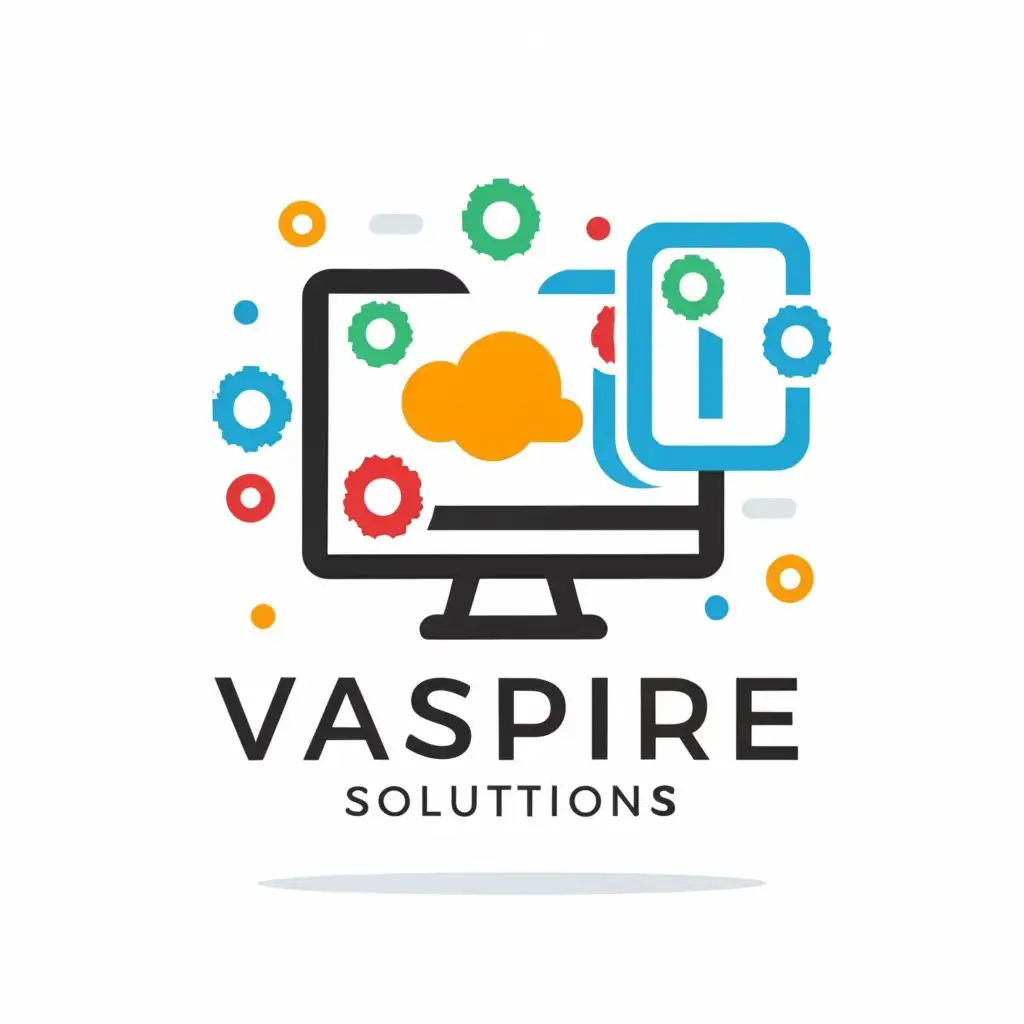 logo, computer, virtual, with the text "VAspire Solutions", typography, be used in Technology industry