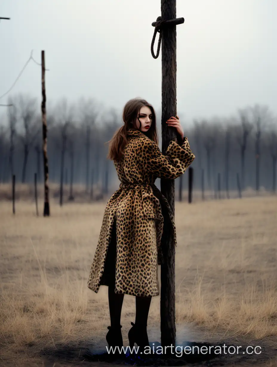 Young-Woman-in-Leopard-Coat-Tied-at-Stake-Burning