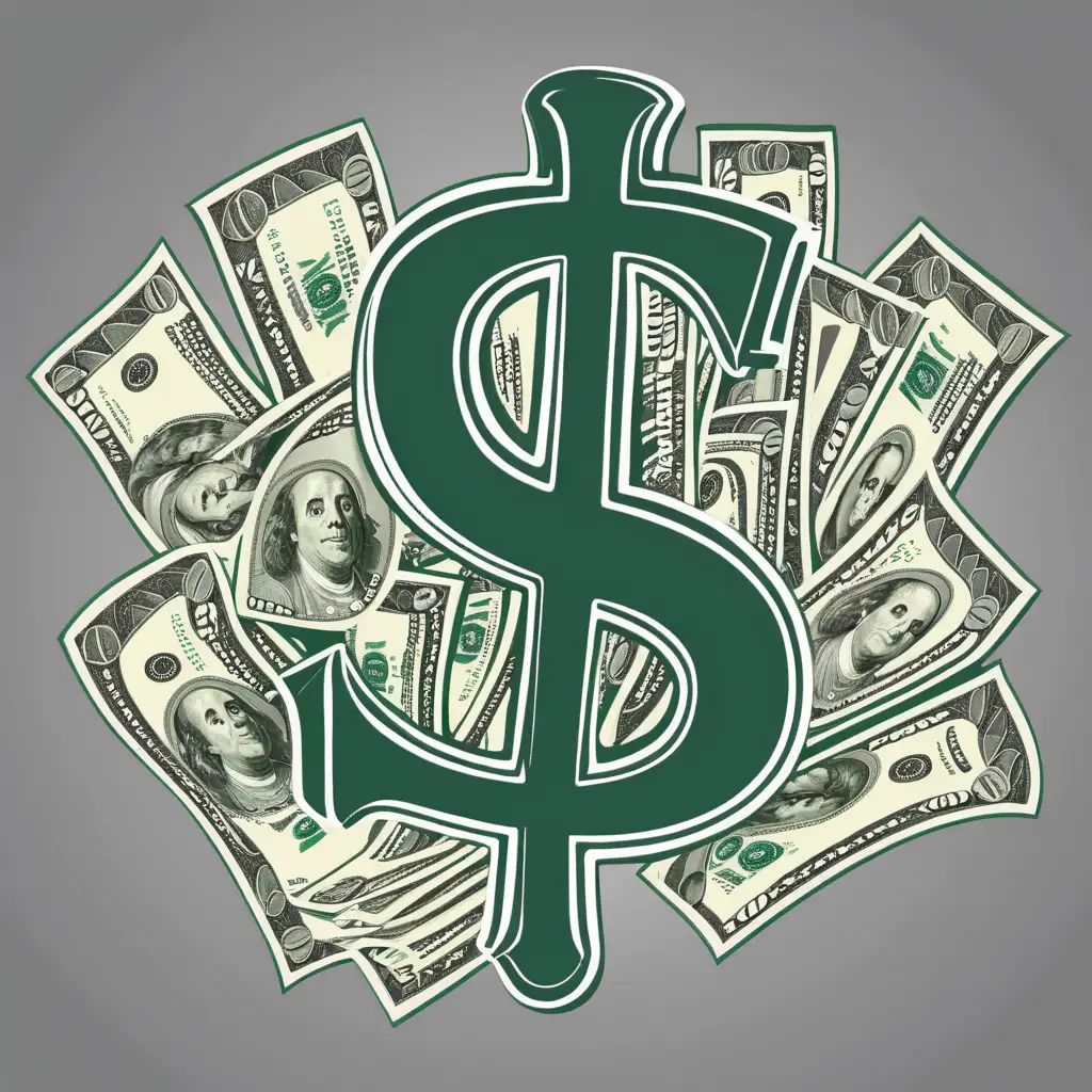 Make a money sign logo, including 100 dollar bills