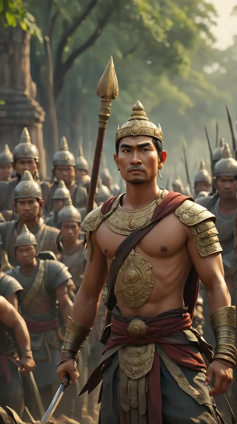 Scene: Khmer empire king , Jayavarman in war.
Form: Cinematic