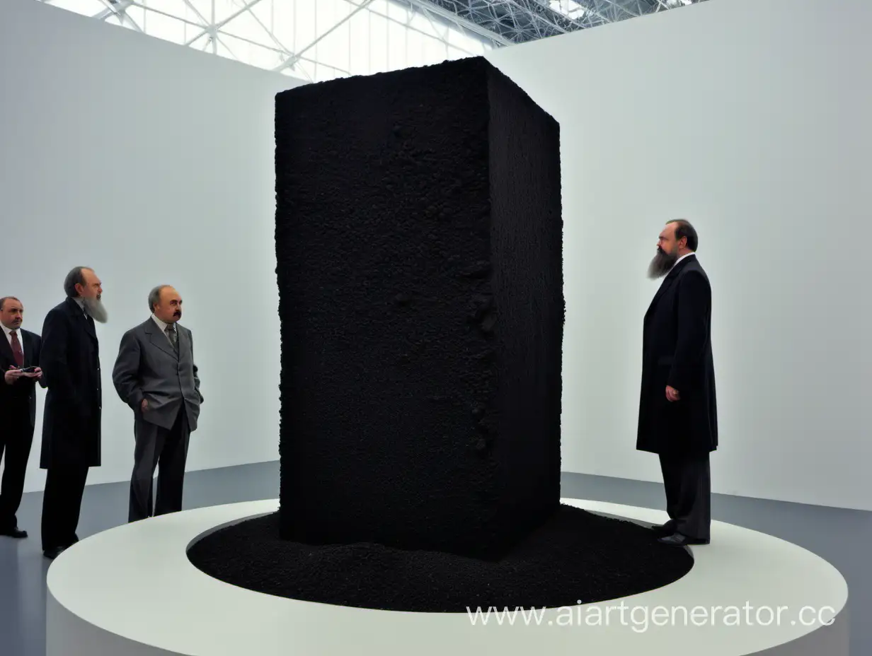 Бородатый Докучаев в царской россии с 2,1 метровым кубом чернозема на выставке