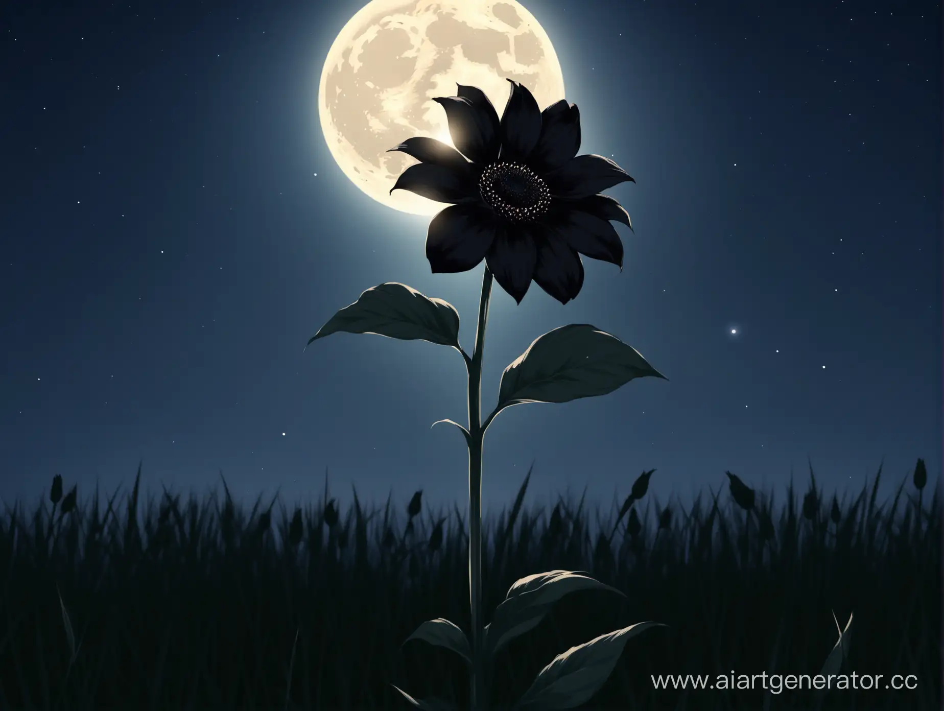 Enchanting-Black-Flower-in-Moonlit-Field-4K-Wallpaper