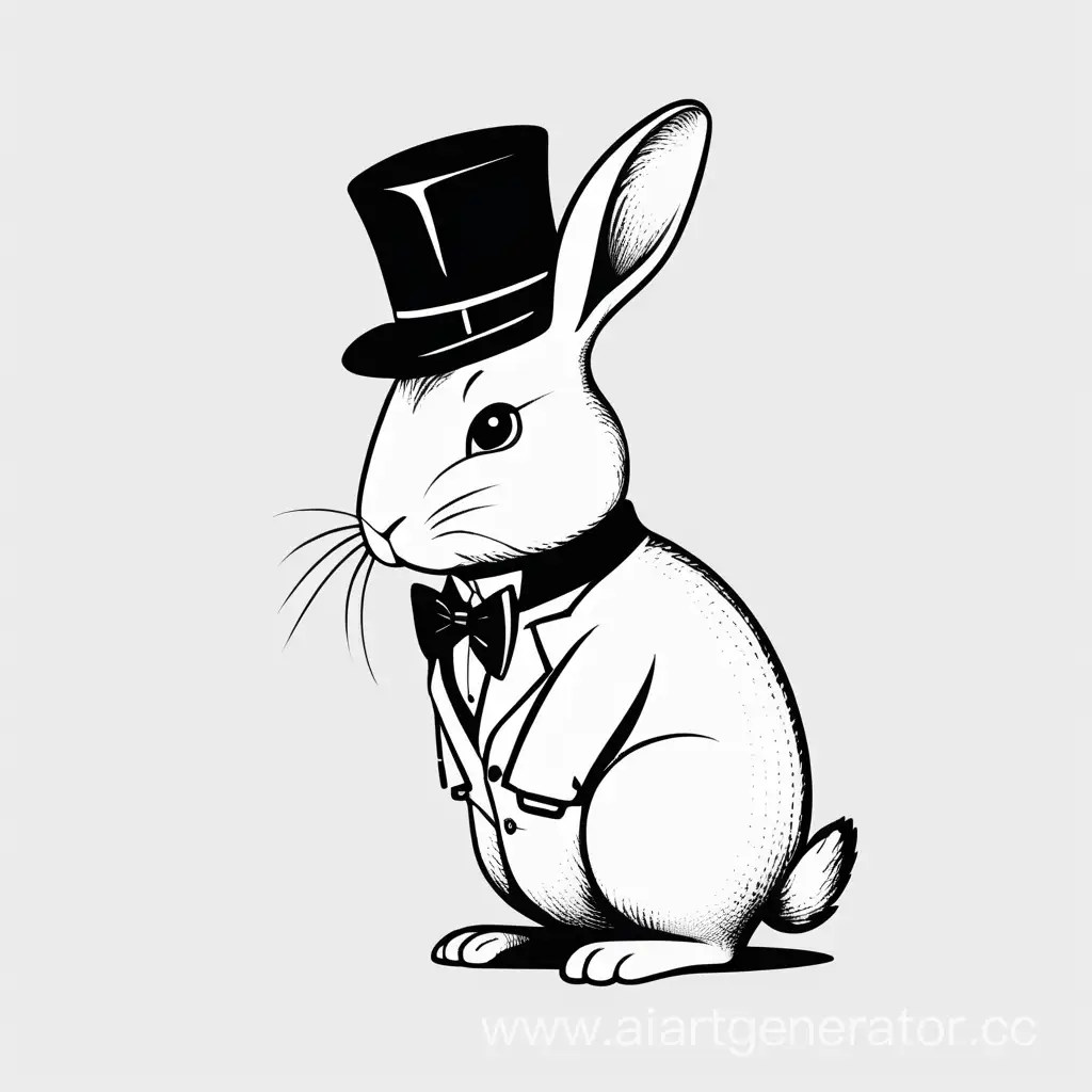 Minimalist-Black-and-White-Cartoon-Rabbit-in-a-Hat