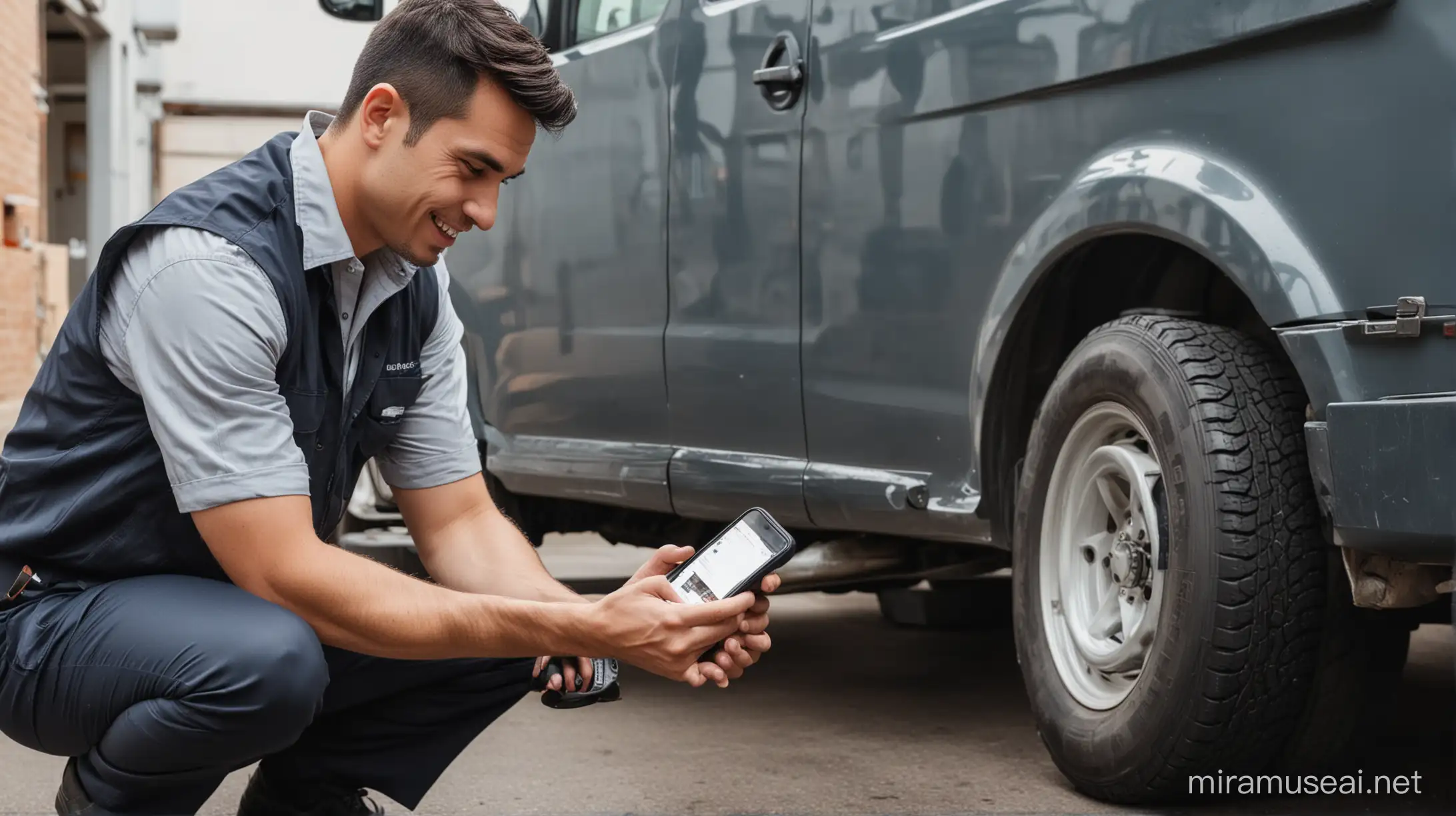 Delivery Van Tire Inspection by a Professional Driver