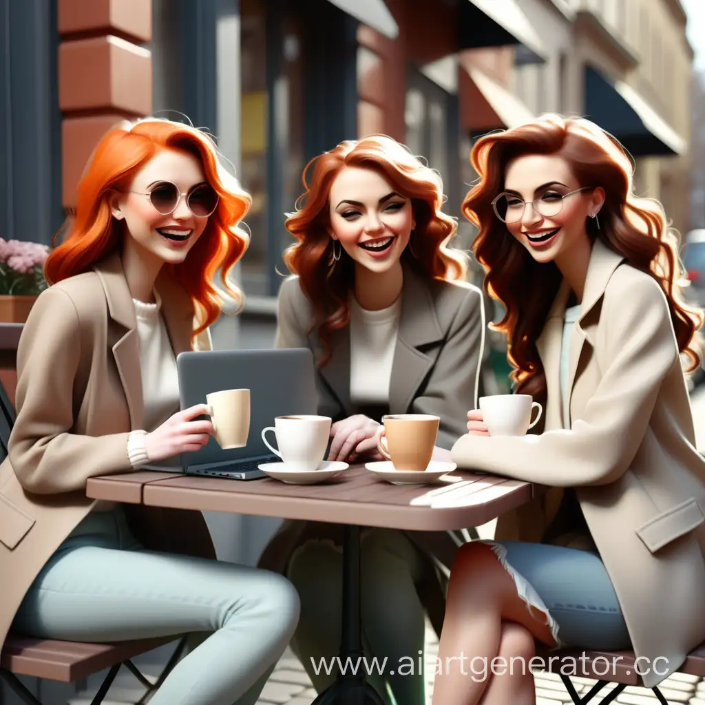 Stylish-Girls-Enjoying-Coffee-and-Conversation-in-Sunlit-Spring-Atmosphere