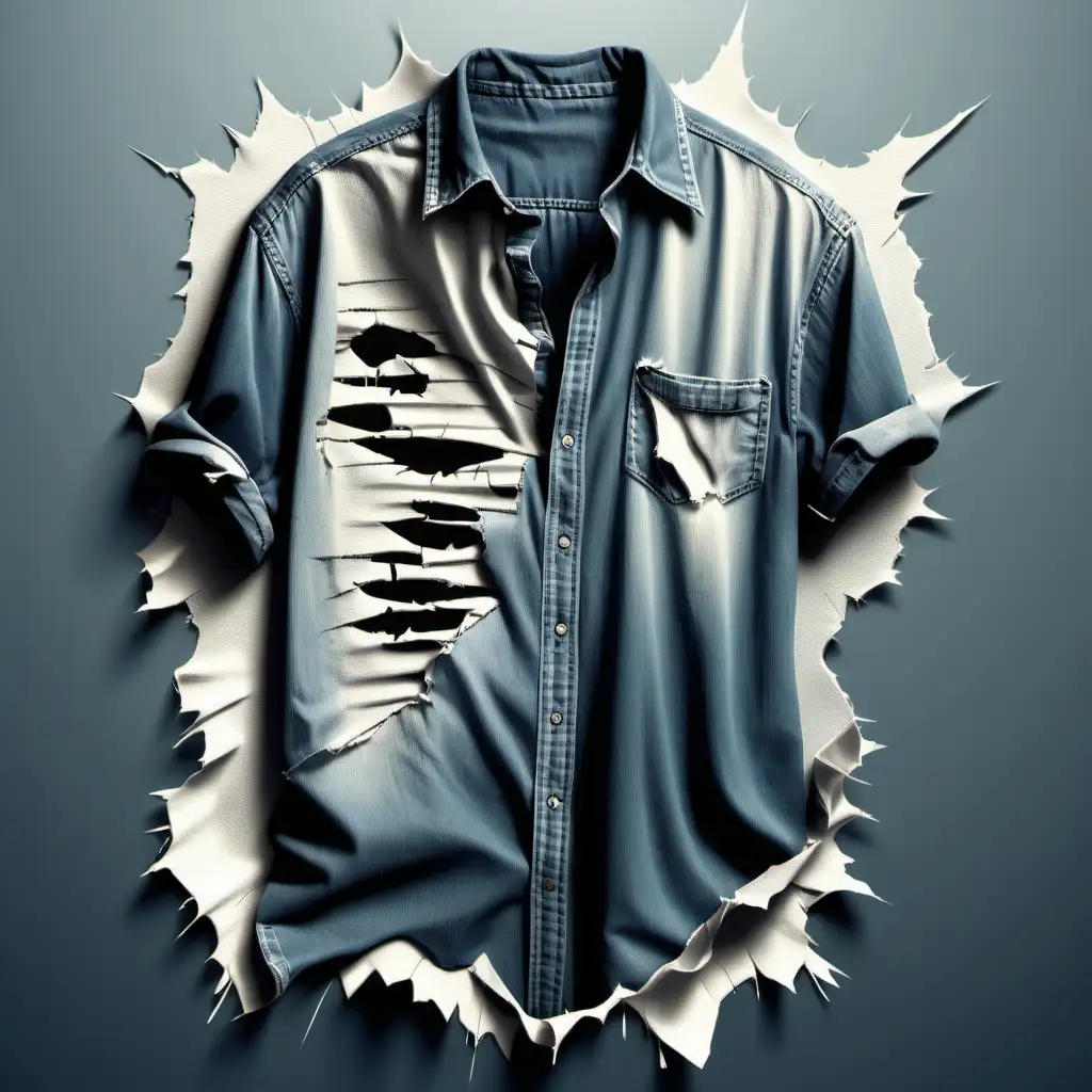 Ripped Shirt Vector Illustration Realistic Torn Fabric with Jagged Edges and Gradients
