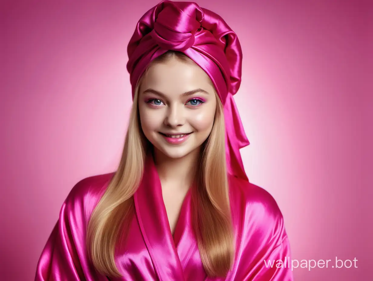 Radiant-Queen-Yulia-Lipnitskaya-in-Pink-Silk-Robe-and-Towel-Turban
