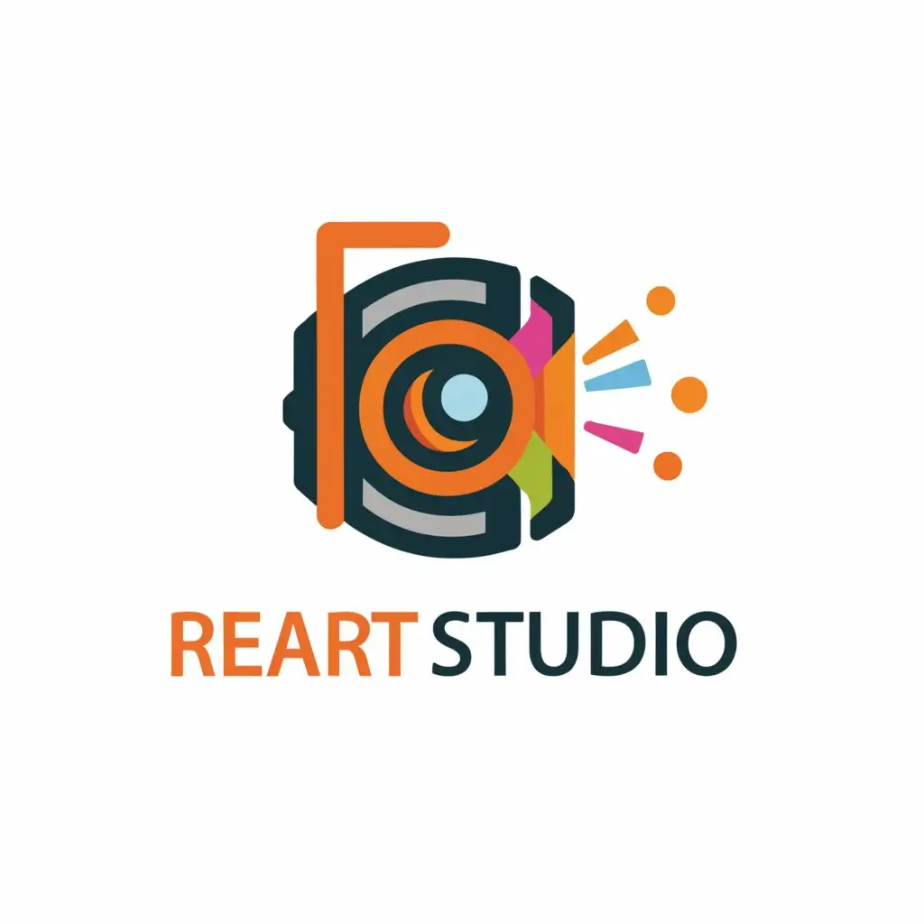 a logo design,with the text "reart studio", main symbol:multimedia production video photo orang color landscape,complex,be used in Entertainment industry,clear background