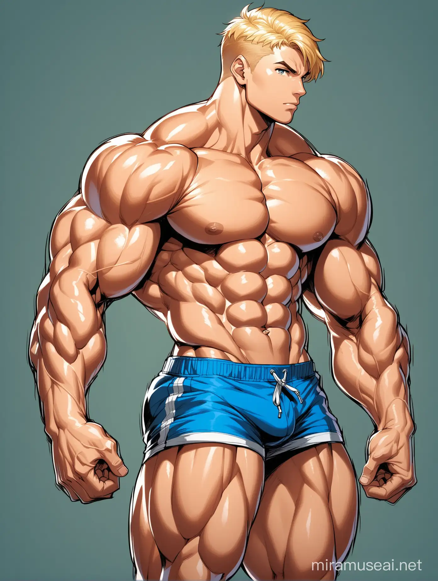 Powerful Teenage Male with Muscular Physique and Blond Hair
