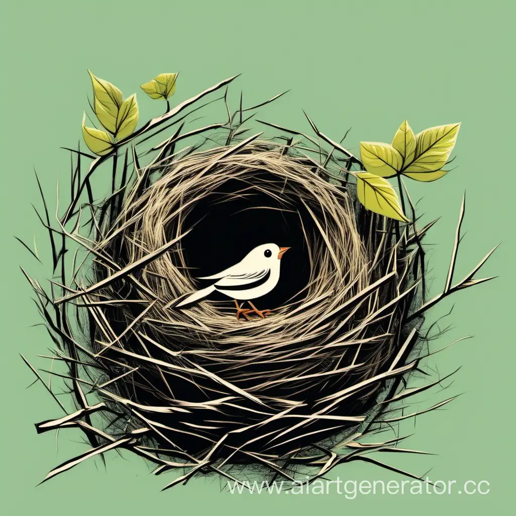 Птица вьет гнездо