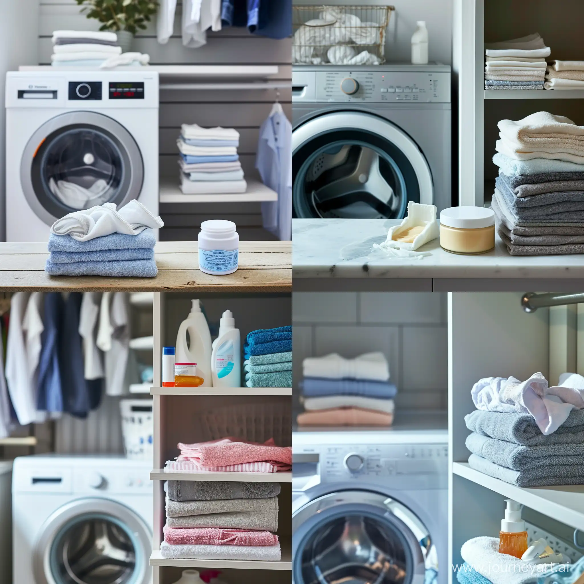 Efficient-Laundry-Day-Working-Washing-Machine-with-Neatly-Stacked-Clothes