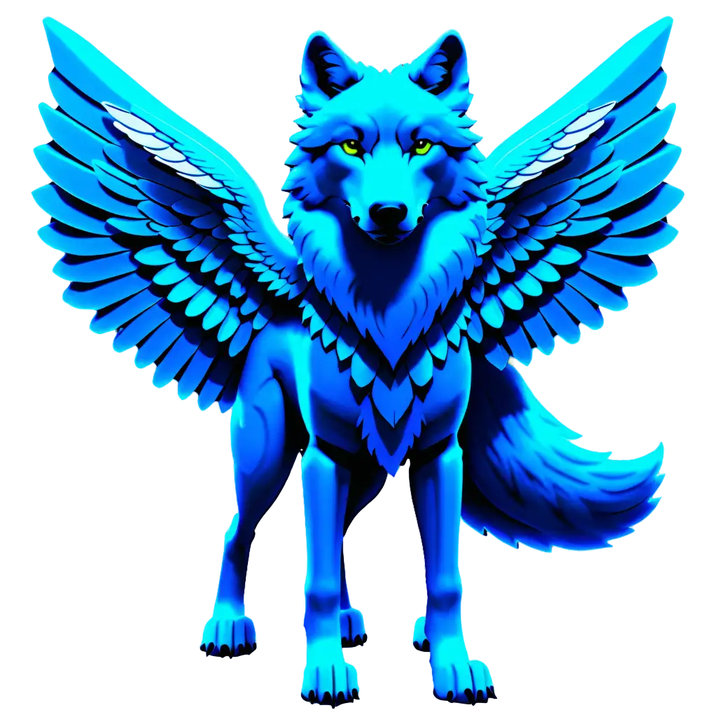 Blue Wolf with Wings