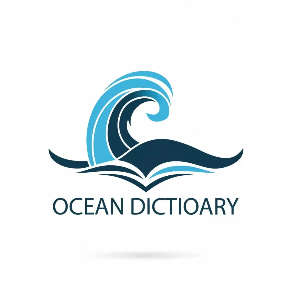 a logo design,with the text "Ocean Dictionary", main symbol:wave, book,Moderate,be used in Education industry,clear background