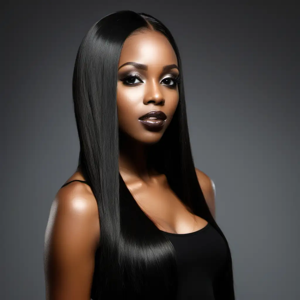 Elegant Black Woman with Straight Hair in Modern Fashion