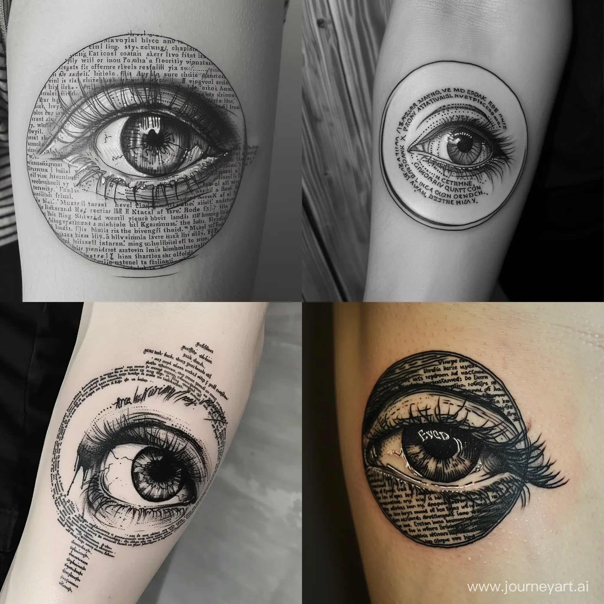 CREATE AN EYE TATTOO IN CIRCLE WITH TEXT