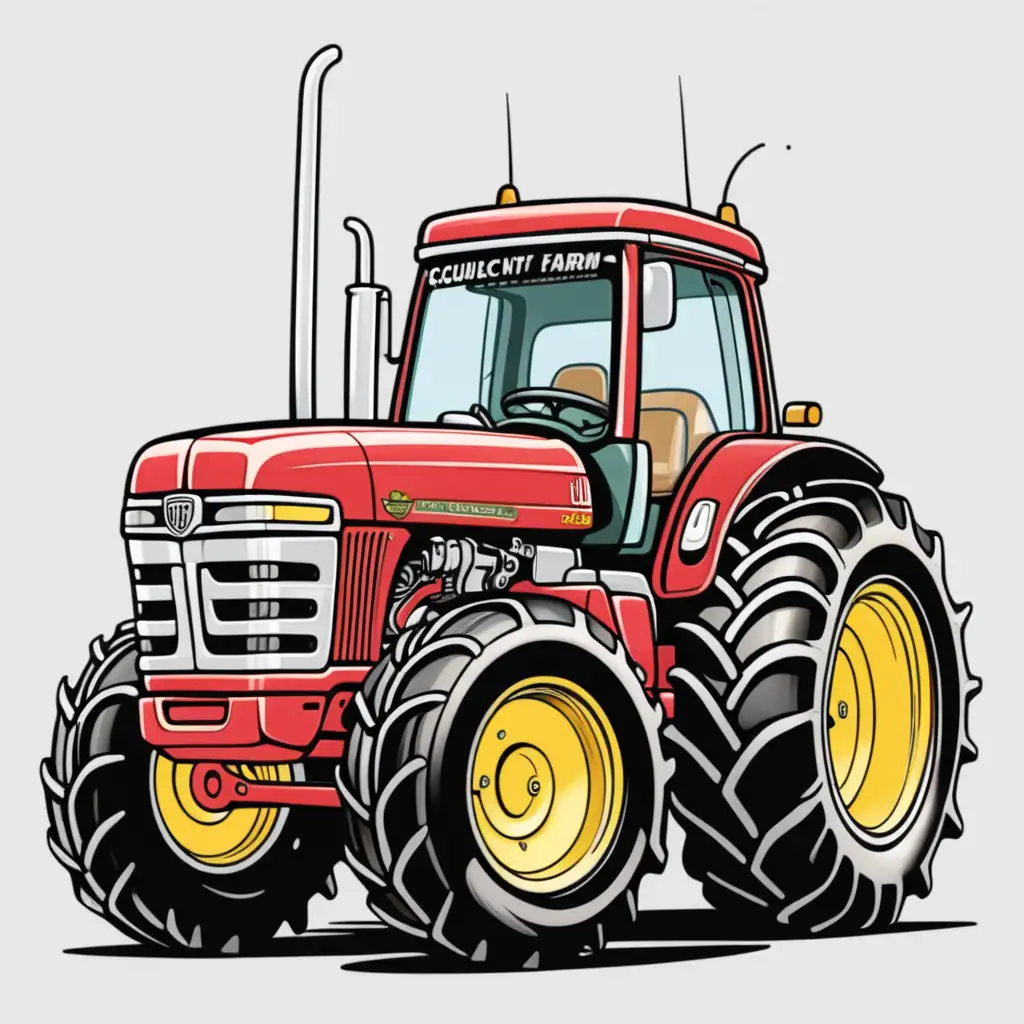 Tractor pulling, cartoon tractor, farm event, 7 colors, 