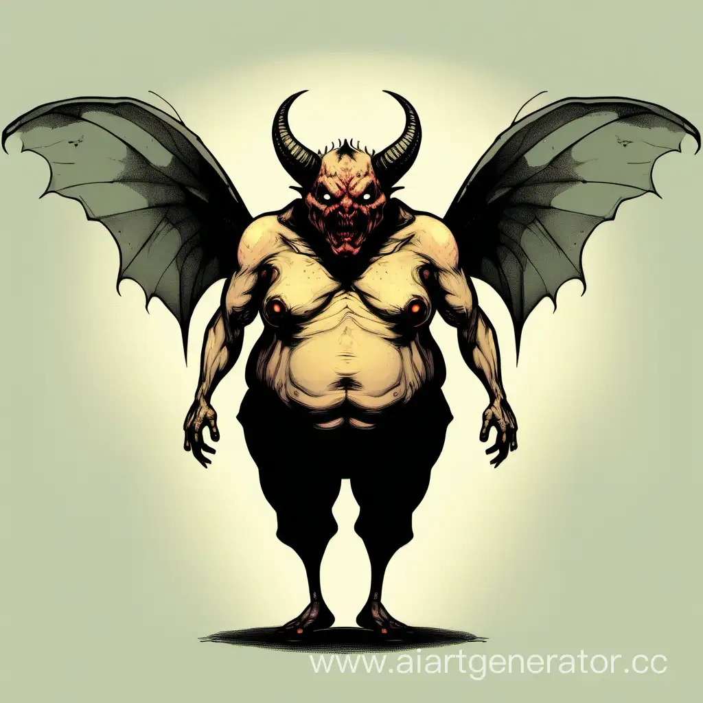 Мухоподобный демон с толстым пузом и сутулый