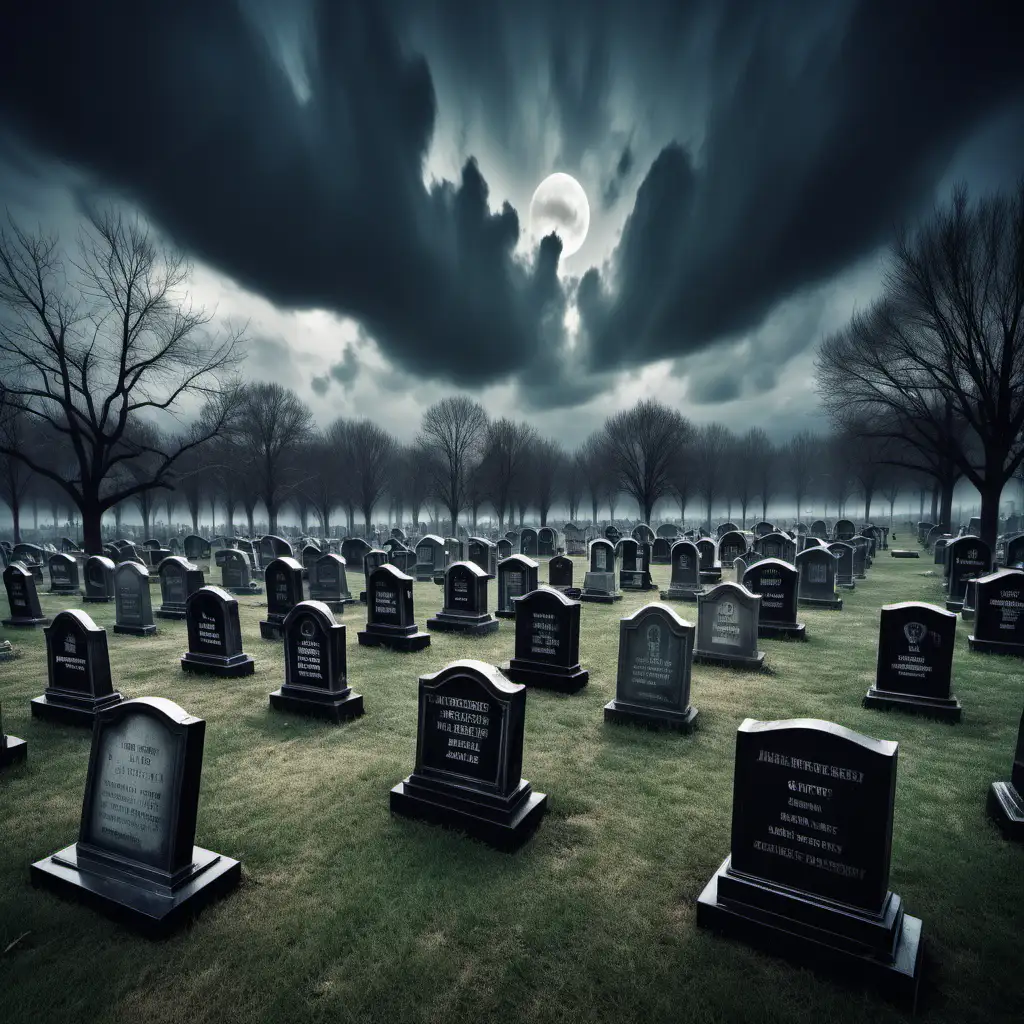 Eerie Startup and Small Business Graveyard Beneath Ominous Cloudy Skies
