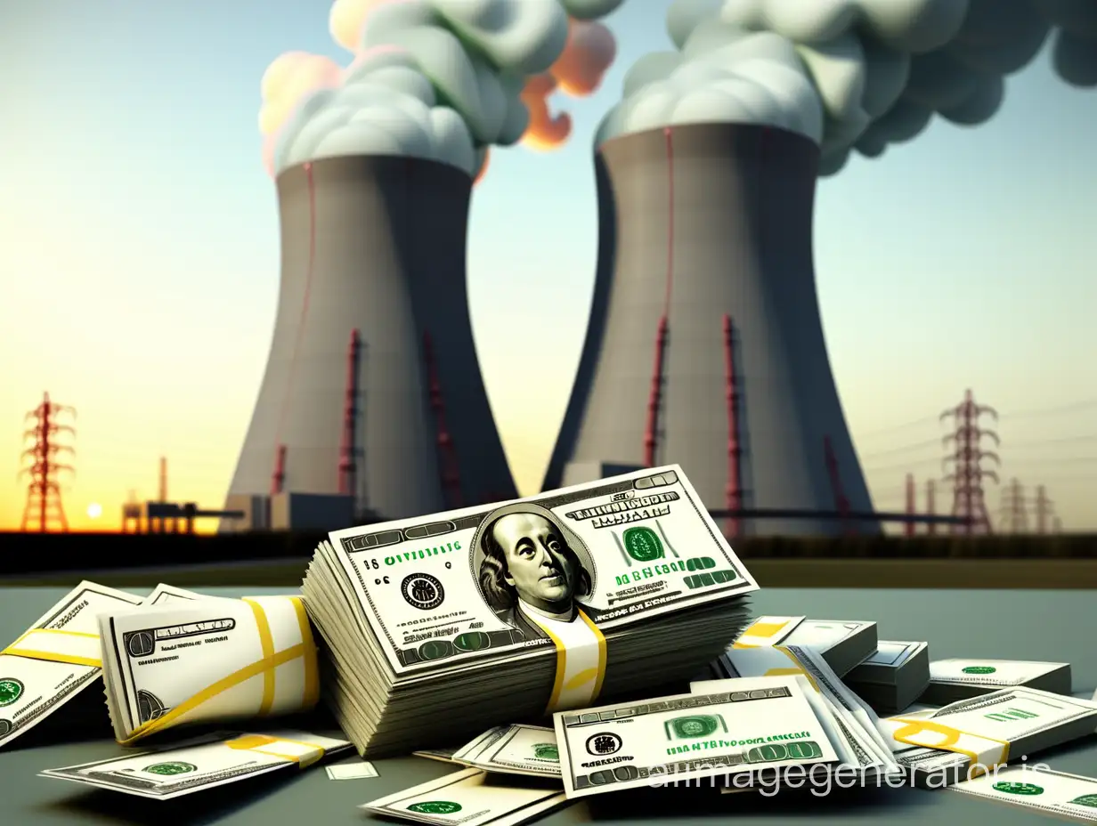 Nuclear power plant with money around it