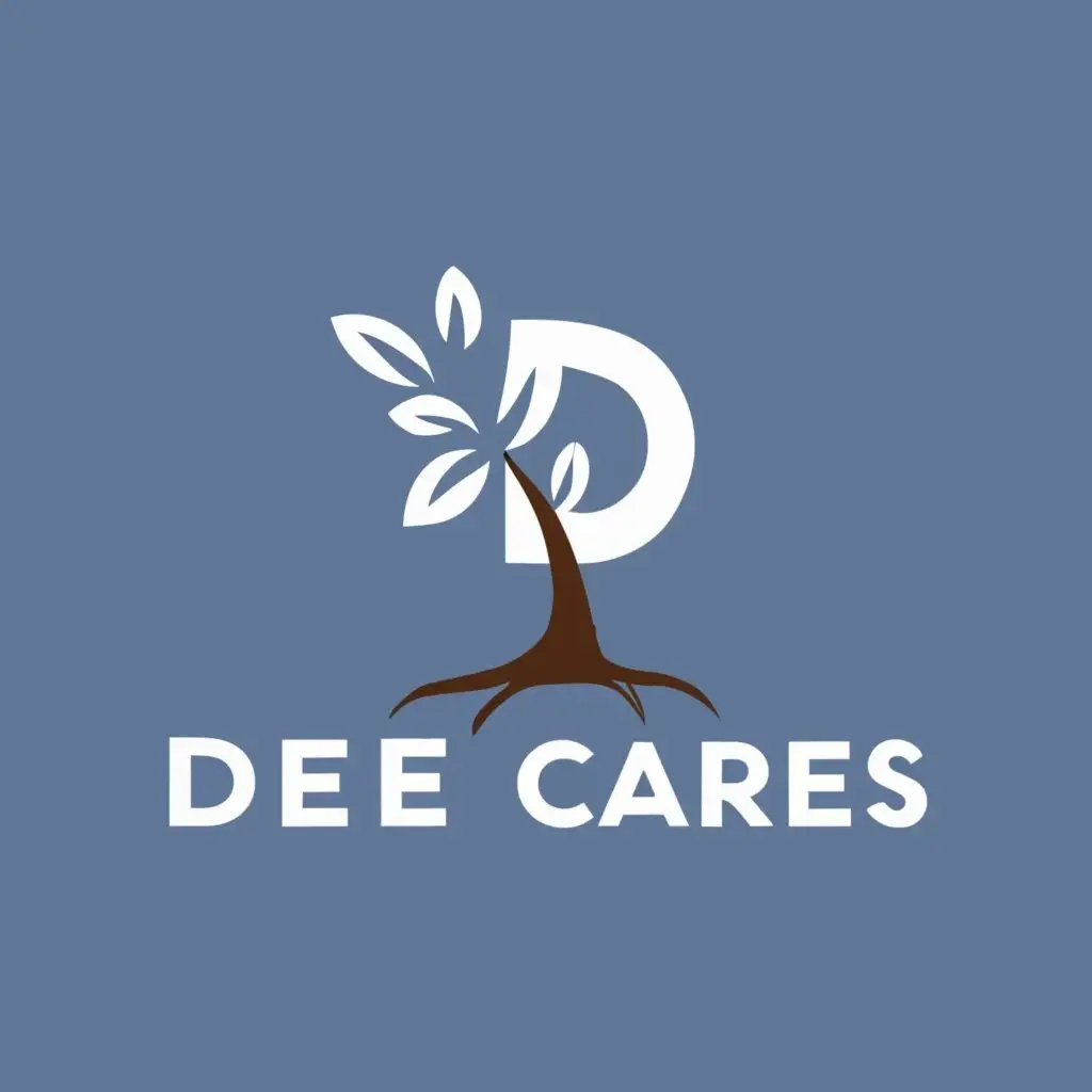 logo, D and tree, with the text "Dee Cares", typography, be used in Medical Dental industry