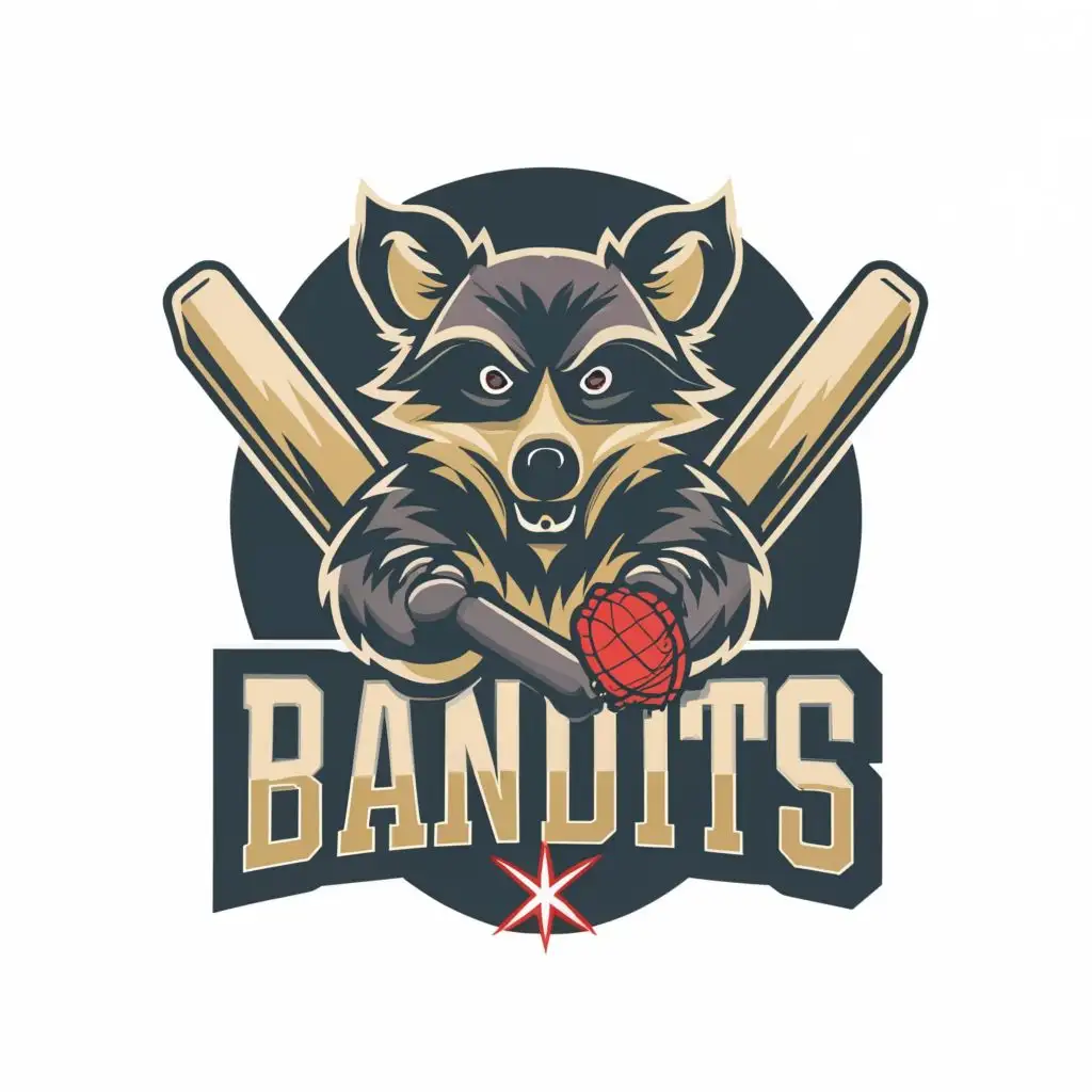LOGO-Design-for-Bandits-Bold-Raccoon-with-Cricket-Bat-and-Ball