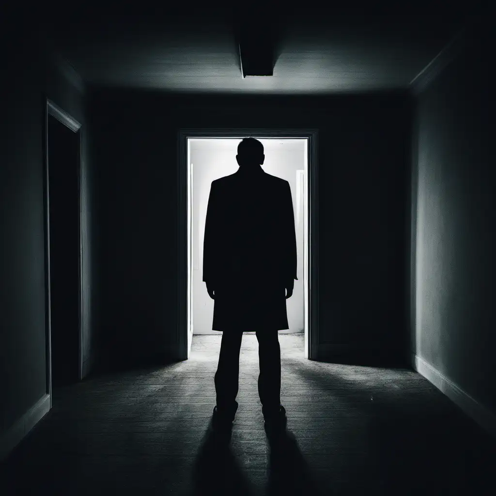 man in a dark room