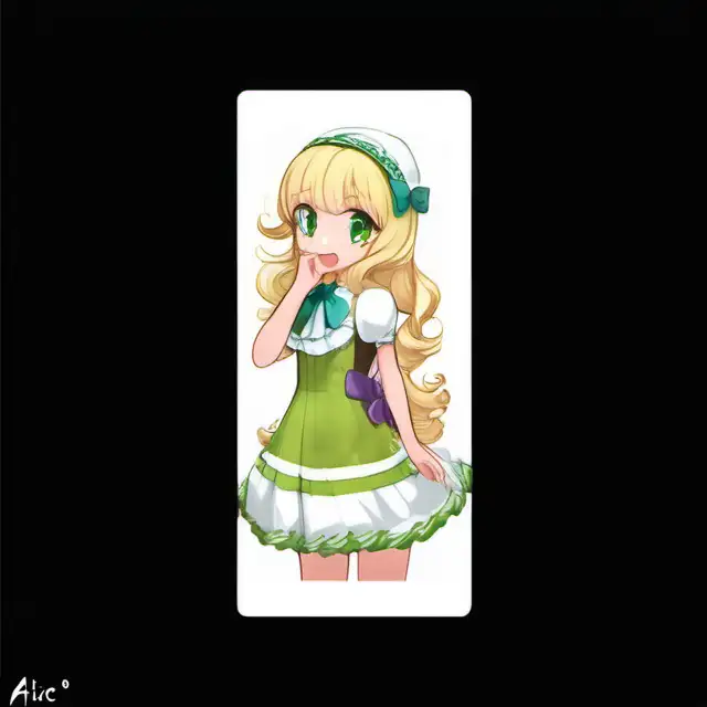 Energetic Petite Blonde Girl in Colorful Dresses Character Sheet with Expressions and Poses