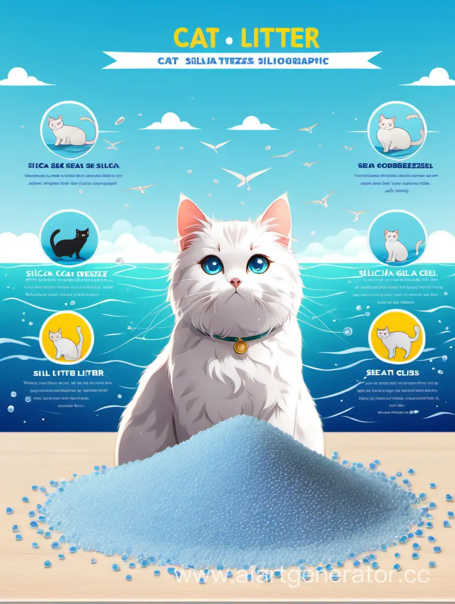 Наполнителя для кошачьего туалета, силикагель, морской бриз, красивая инфографика