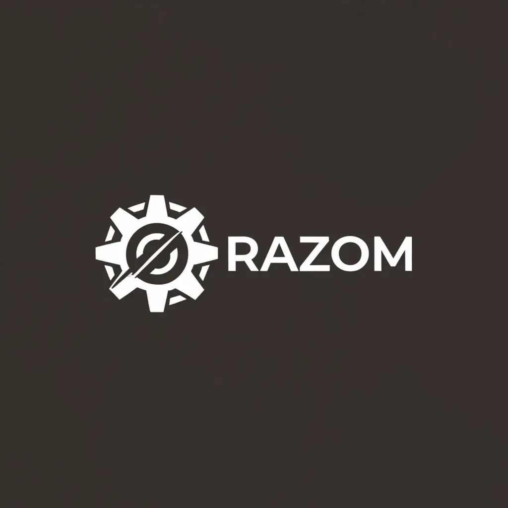 a logo design,with the text "RAZOM", main symbol:Car parts, wrench,Moderate,clear background