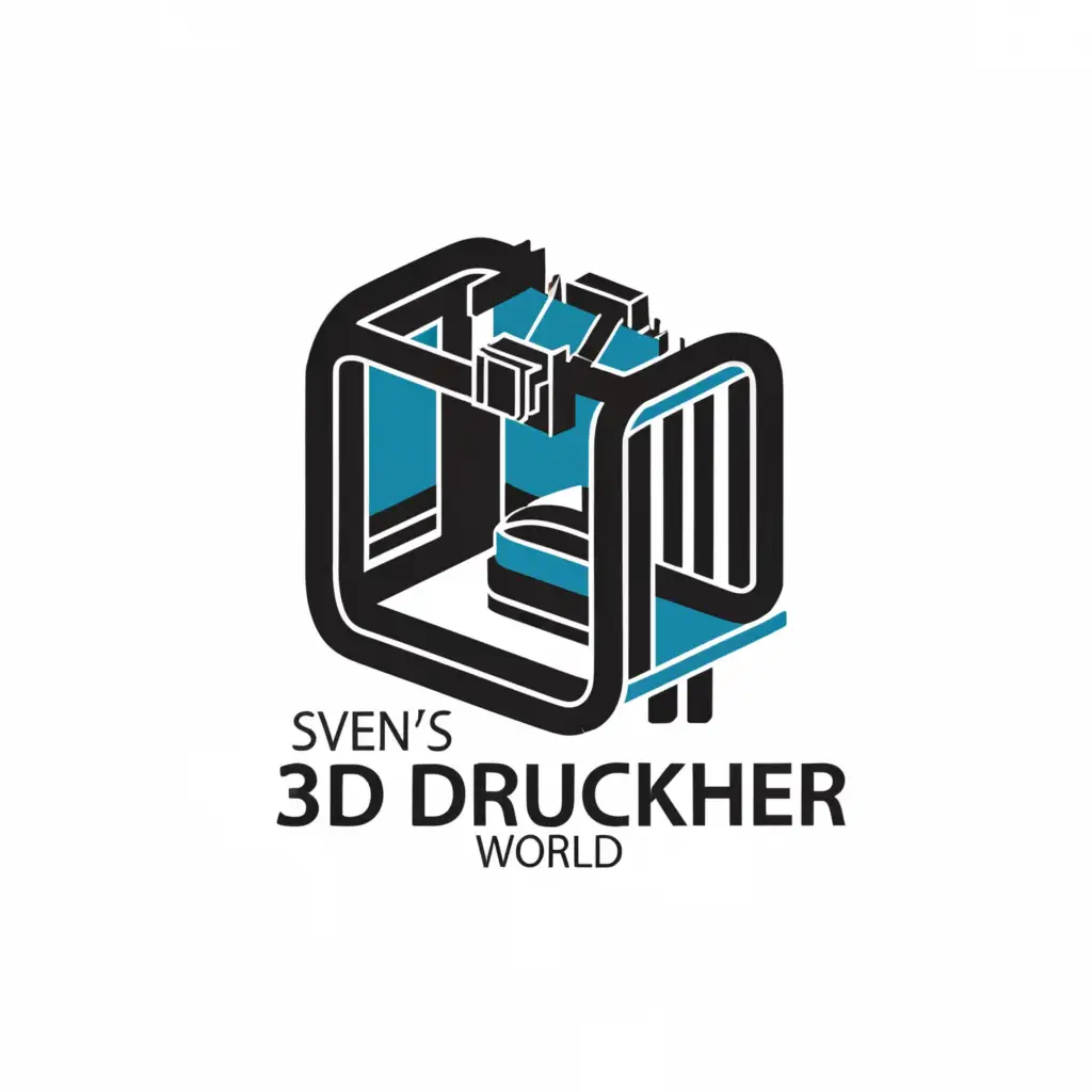 a logo design,with the text "Sven's 3D printing world", main symbol:3D Drucker,Moderate,clear background