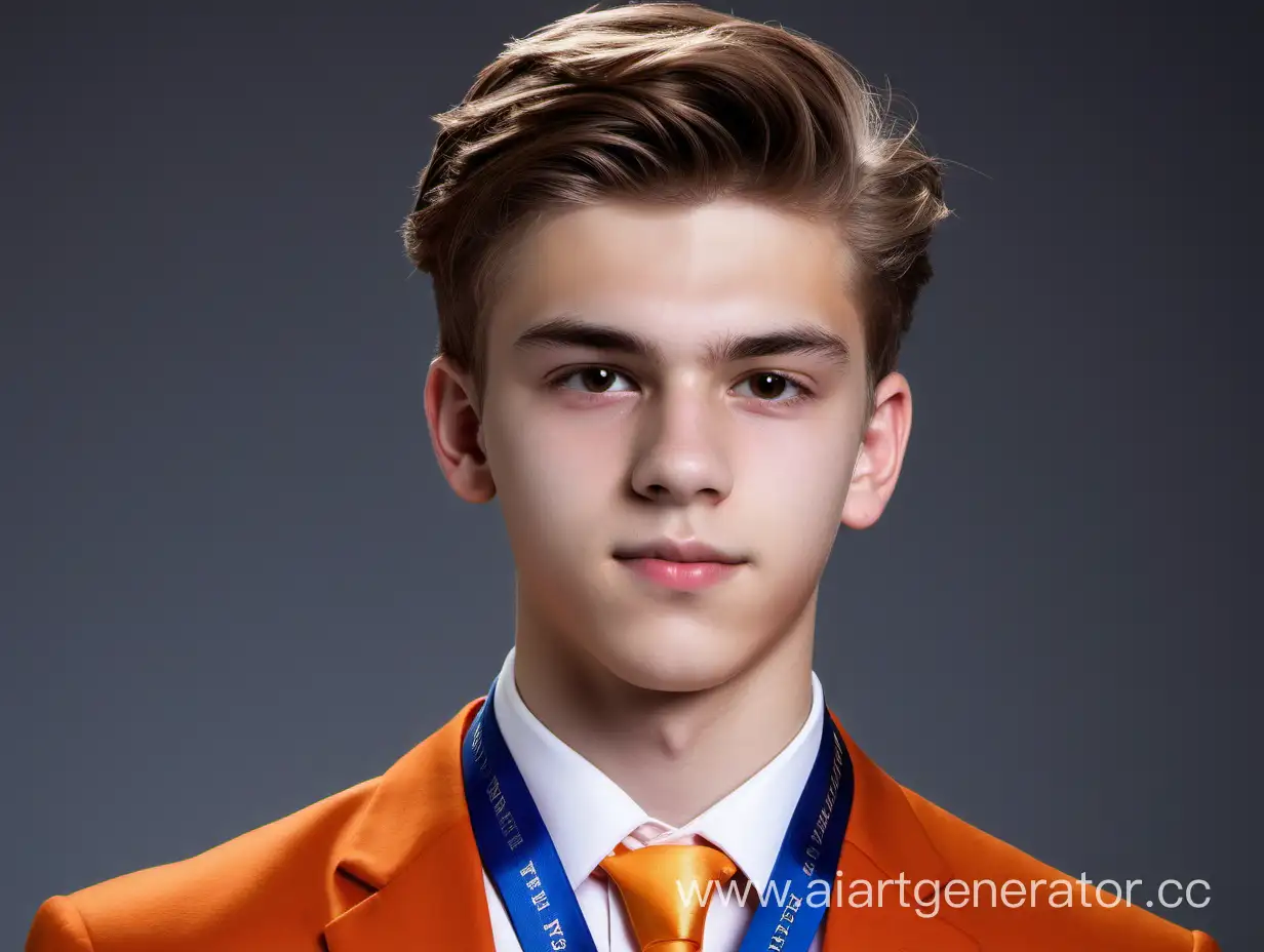 Distinguished-17YearOld-in-Elegant-Dark-Orange-Suit-adorned-with-Awards-and-Accolades
