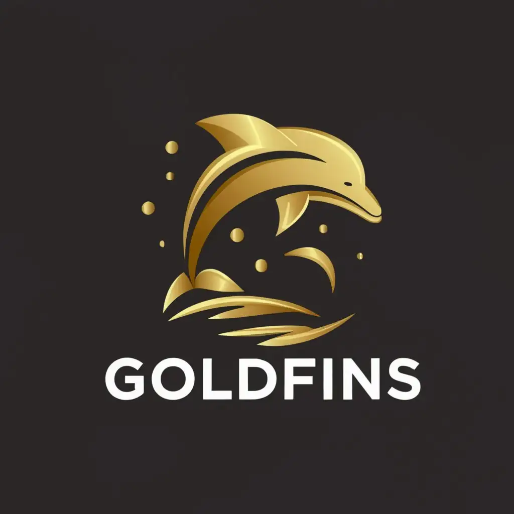 a logo design,with the text "Goldfins", main symbol:Gold Dolphin,Moderate,be used in Sports Fitness industry,clear background