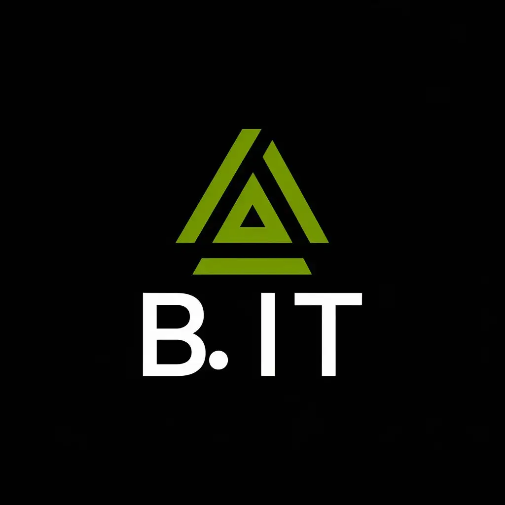 logo, lime green triangle abstract design, with the text "B IT", typography, be used in Technology industry