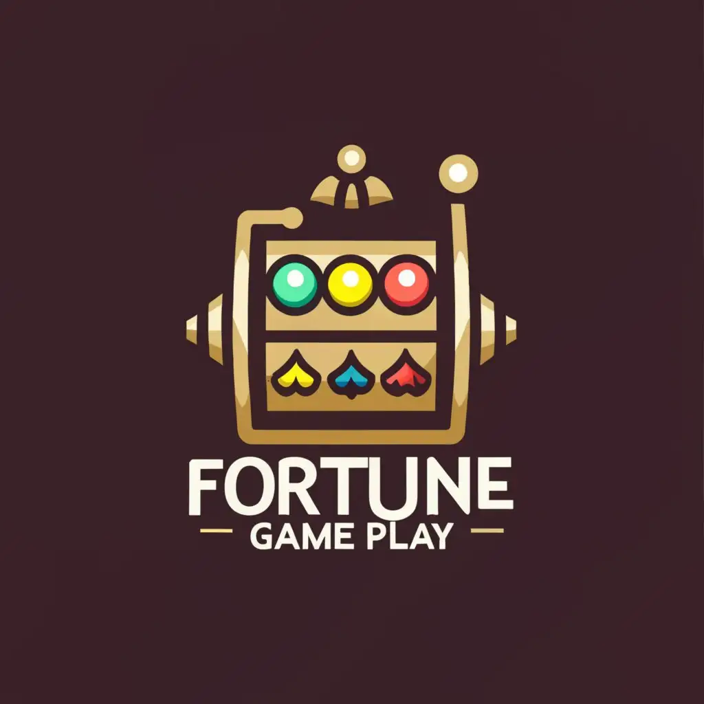 a logo design,with the text "Fortune Game Play", main symbol:Slot Machine,complex,clear background