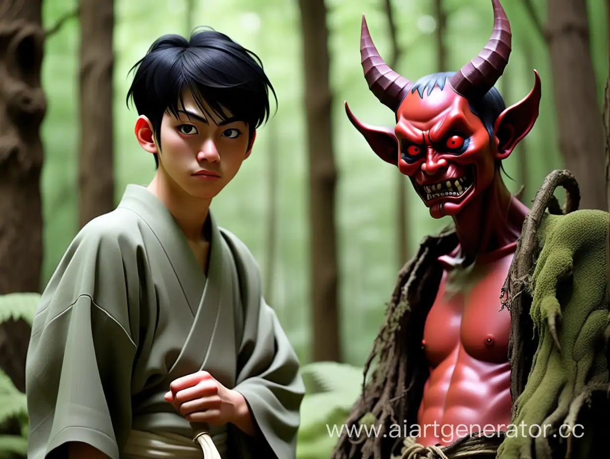 Japanese-Teen-Confronts-Ancient-Forest-Devil-in-Mystical-Encounter