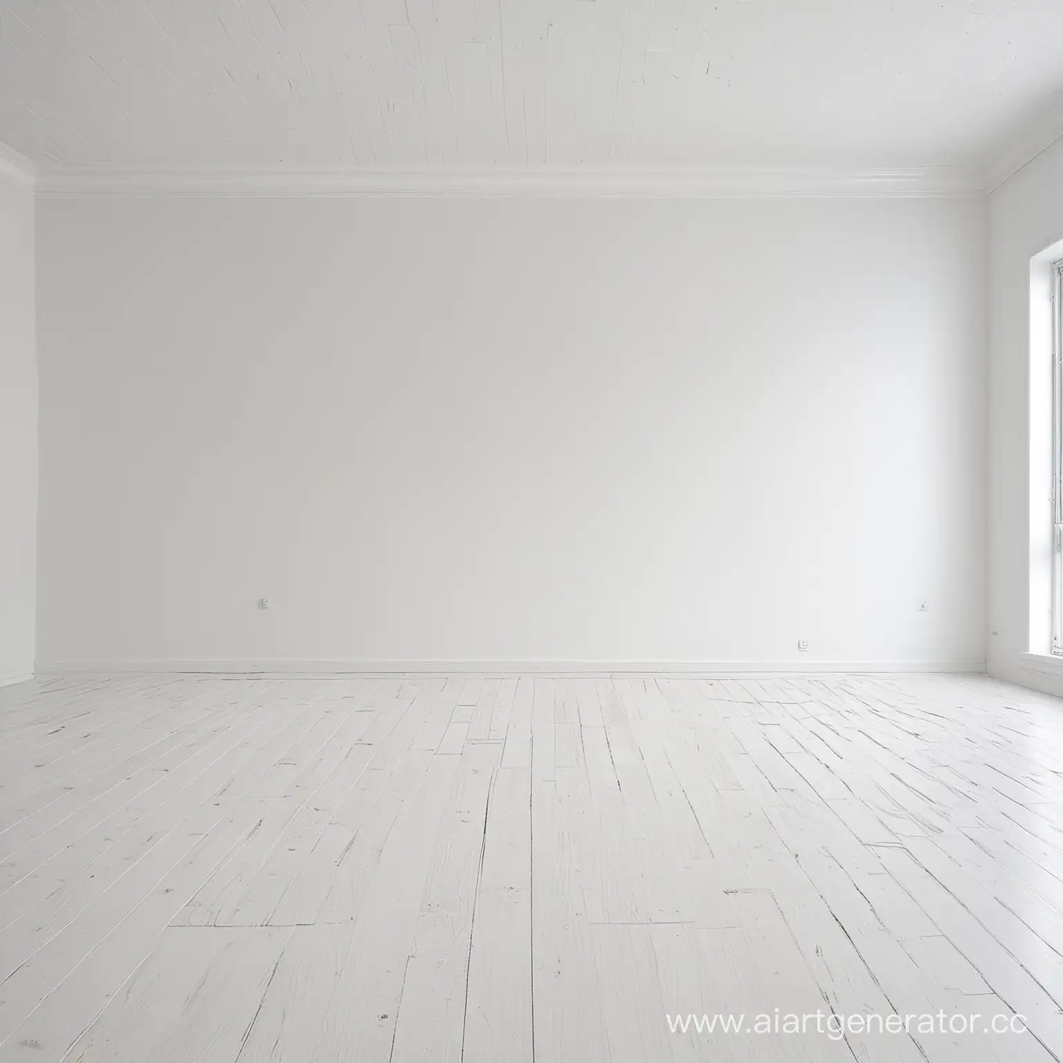 white empty room with white wooden floor