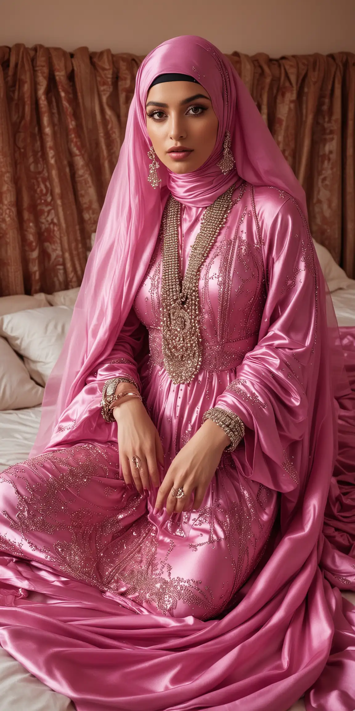 Opulent Desert Wedding Niqabi Arab Muslimah in Luxurious Bridal Attire