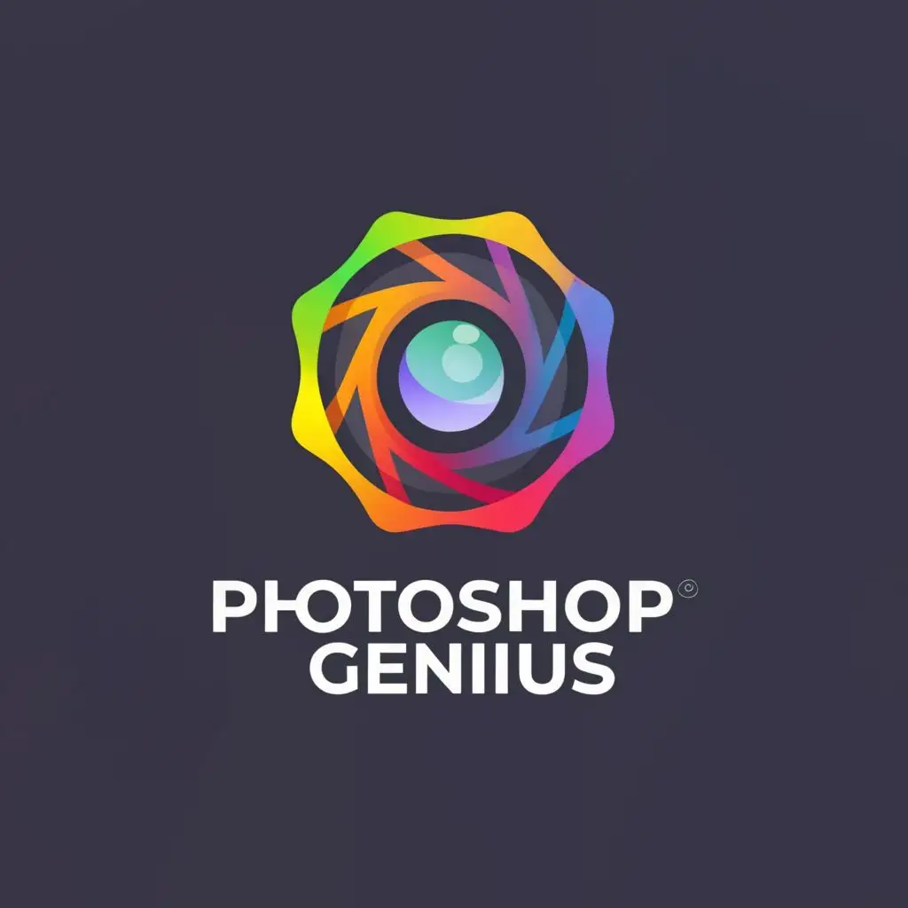 a logo design,with the text "photoshopgenius", main symbol:Photo art,Moderate,be used in Technology industry,clear background
