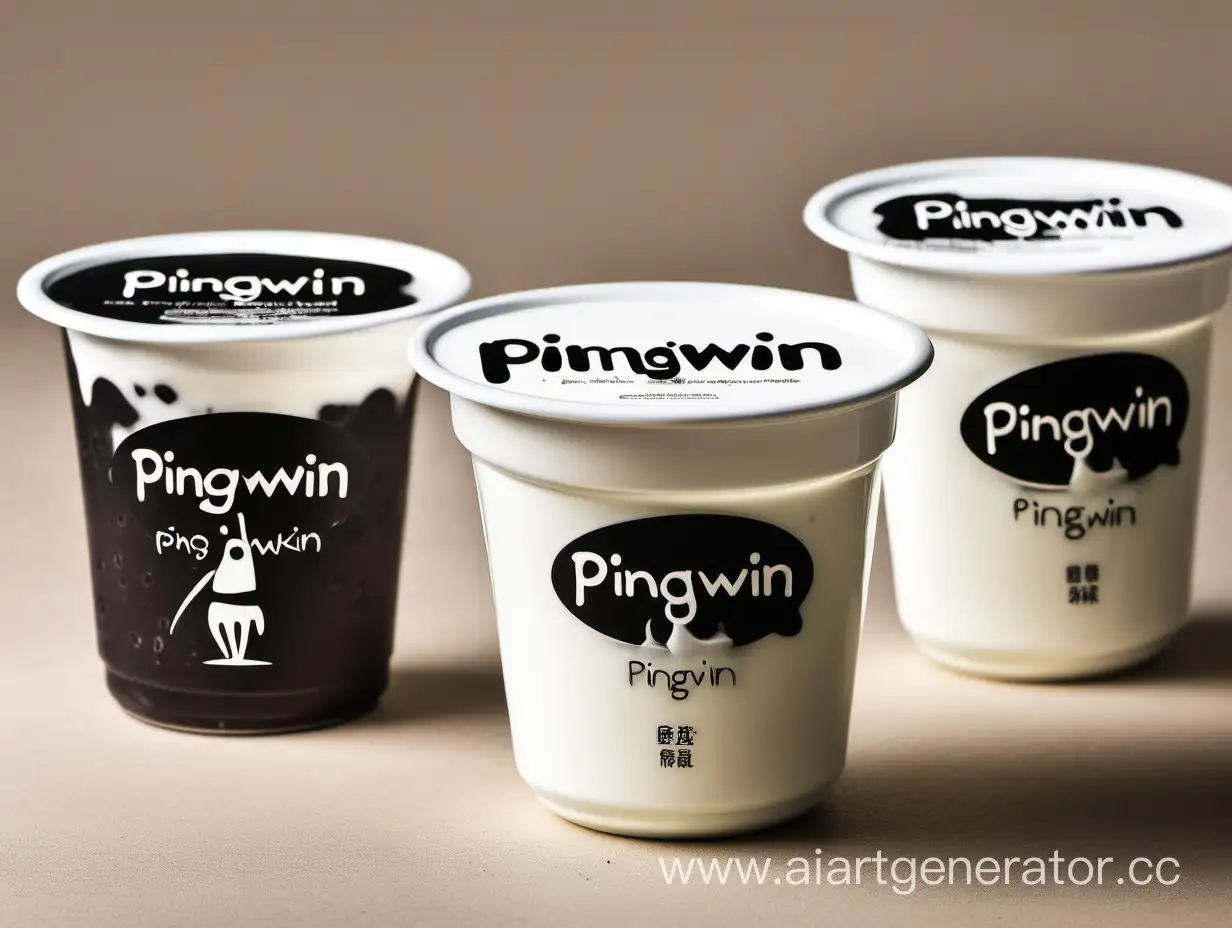 Черно белый йогурт под названием pingwin