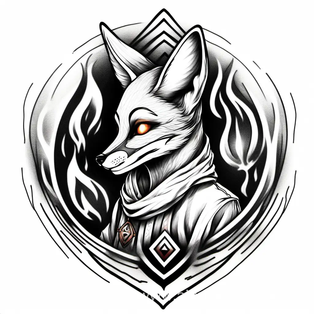 Enchanting-Fennec-Fire-Mage-Tattoo-Sketch