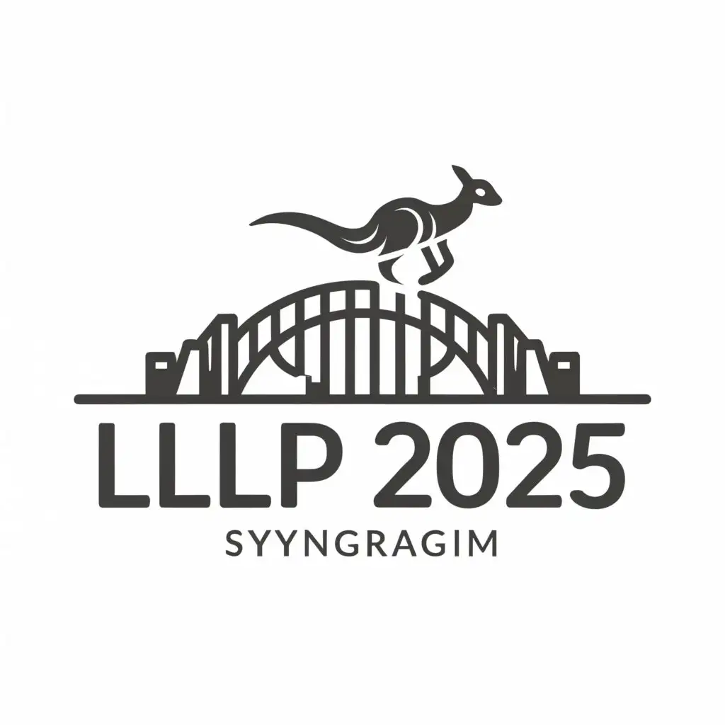 a logo design,with the text "LLLP 2025", main symbol:Australia, a Kangaroo hopping over Sydney harbour bridge from down under to up there,Moderate,be used in Medical Dental industry,clear background