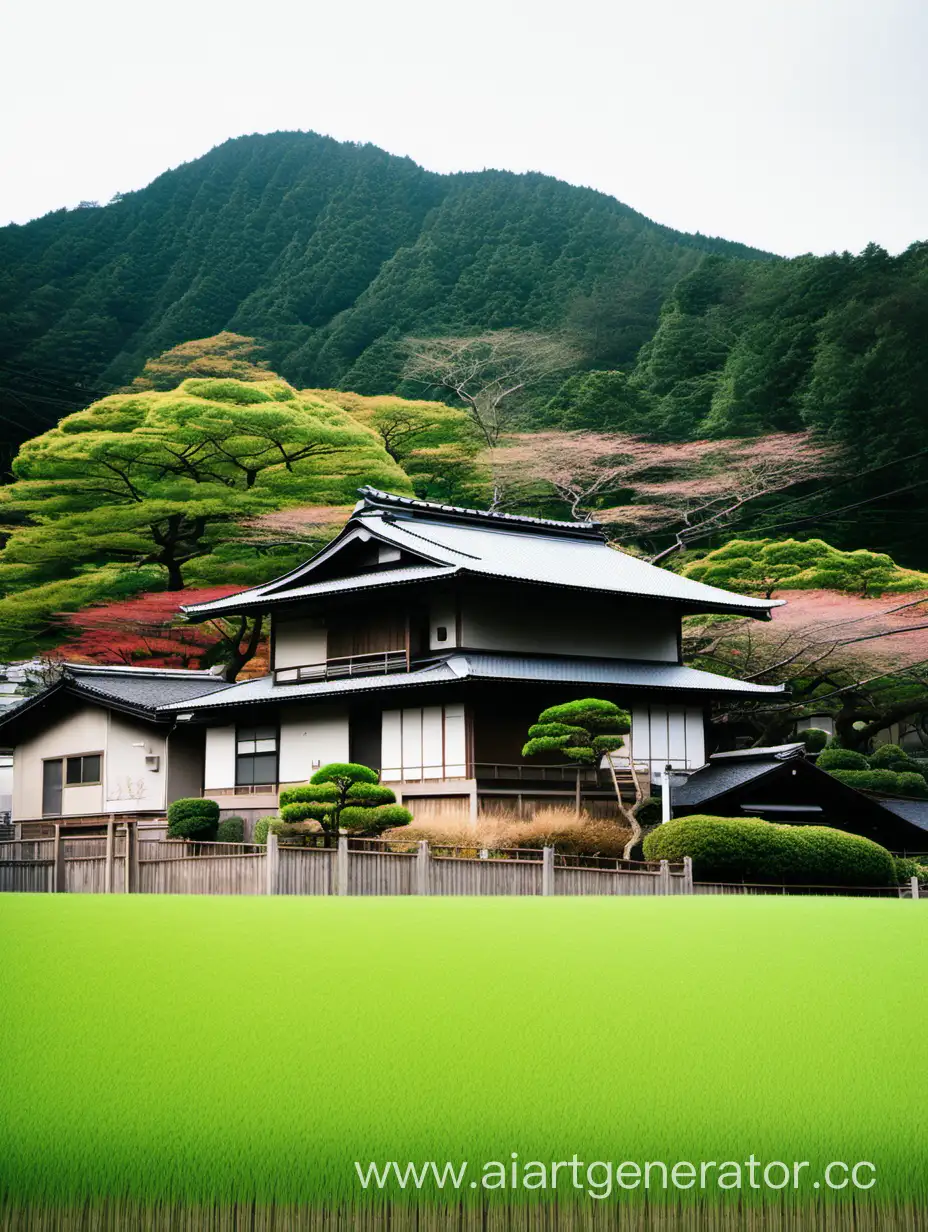 Serene-Japanese-Traditional-House-Nestled-Against-a-Tranquil-Hill