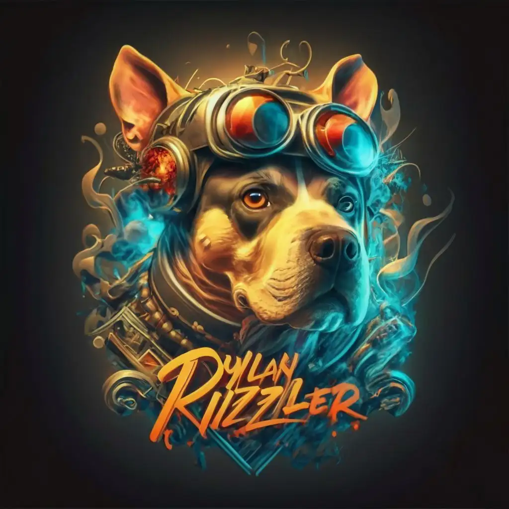 logo, dog in gangster style 80, graffiti, 3d render, typography, with the text "Dylan Rizzler", typography, be used in Technology industry