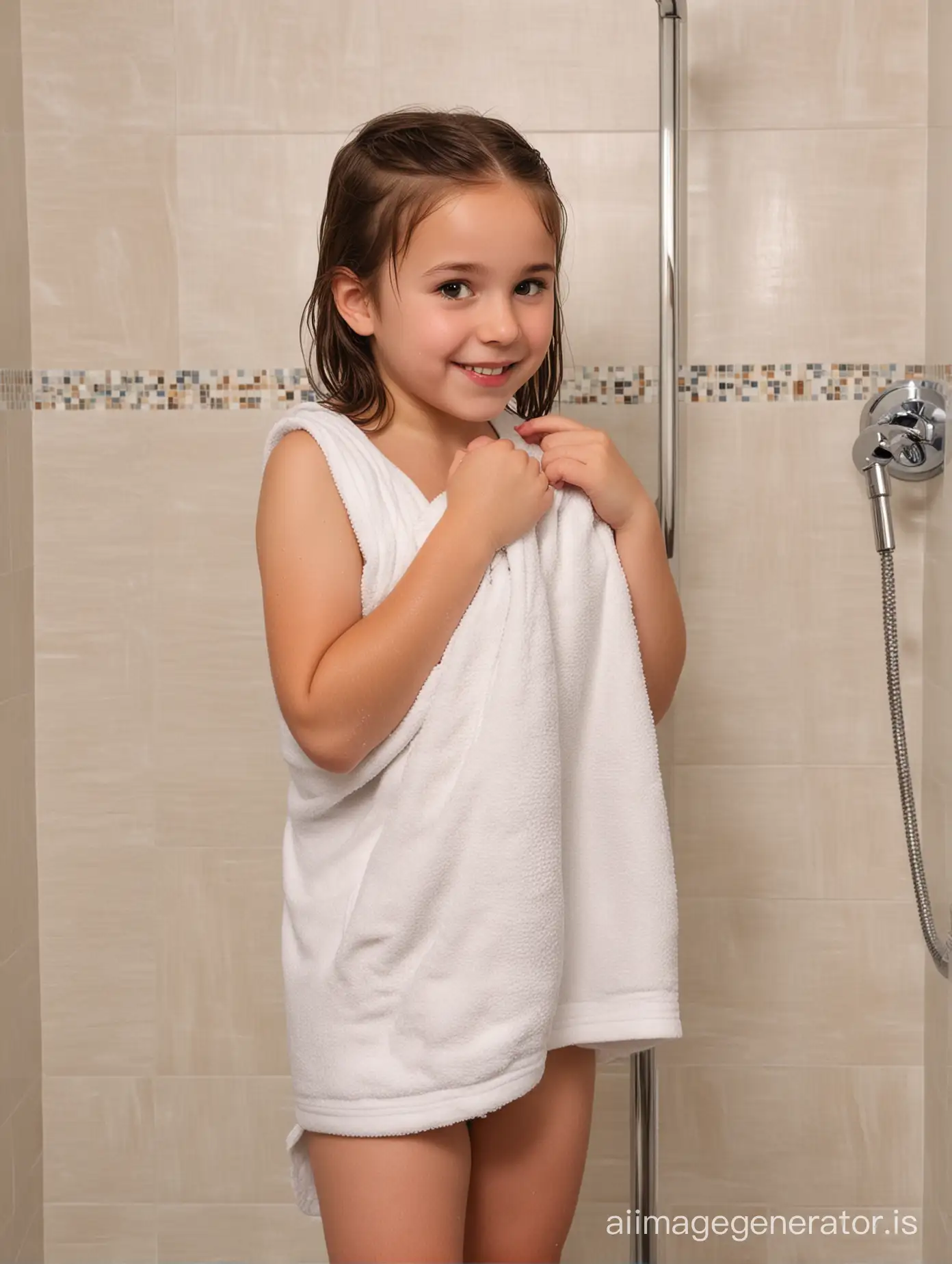 Adorable-Teenage-Girl-Bathing-with-a-Small-Towel