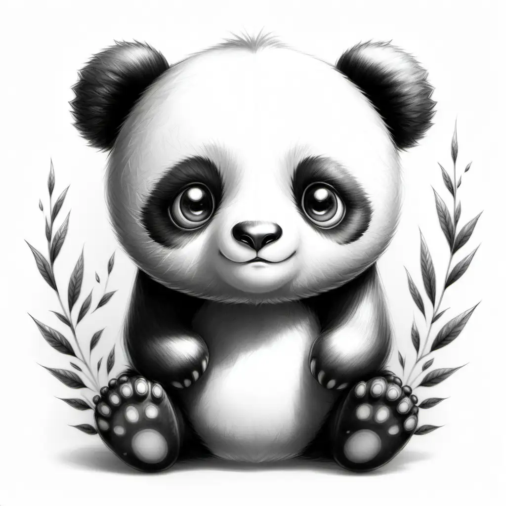 outline art for cute baby panda coloring...
