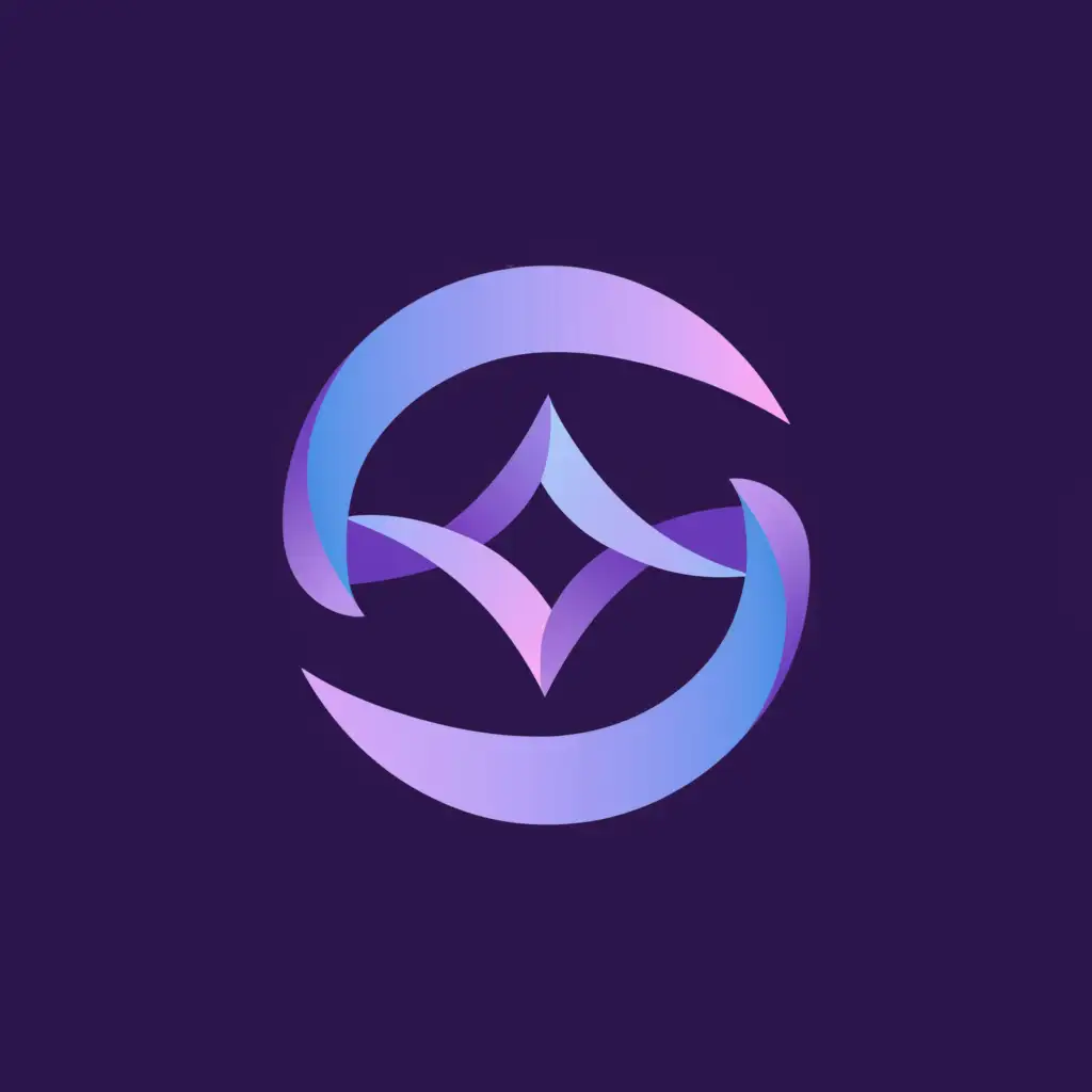 a logo design,with the text "RI", main symbol:A  purple/blue circle,Minimalistic,clear background