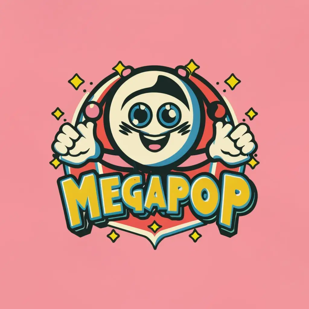 a logo design,with the text "MegaPop", main symbol:Anime retro colour style,Moderate,be used in Entertainment industry,clear background